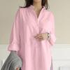 2024 Autumn Women's Solid Color Long Sleeve Irregular Lapel Shirt