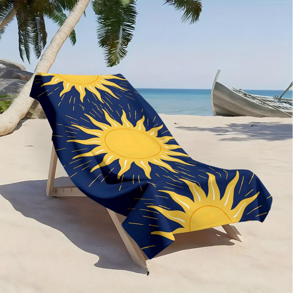 Retro Bohemian Sonne Totem Muster Polyester Mikrofaser Strandtuch ist sehr saugfähig, geeignet für Schwimmen und Strandausflüge