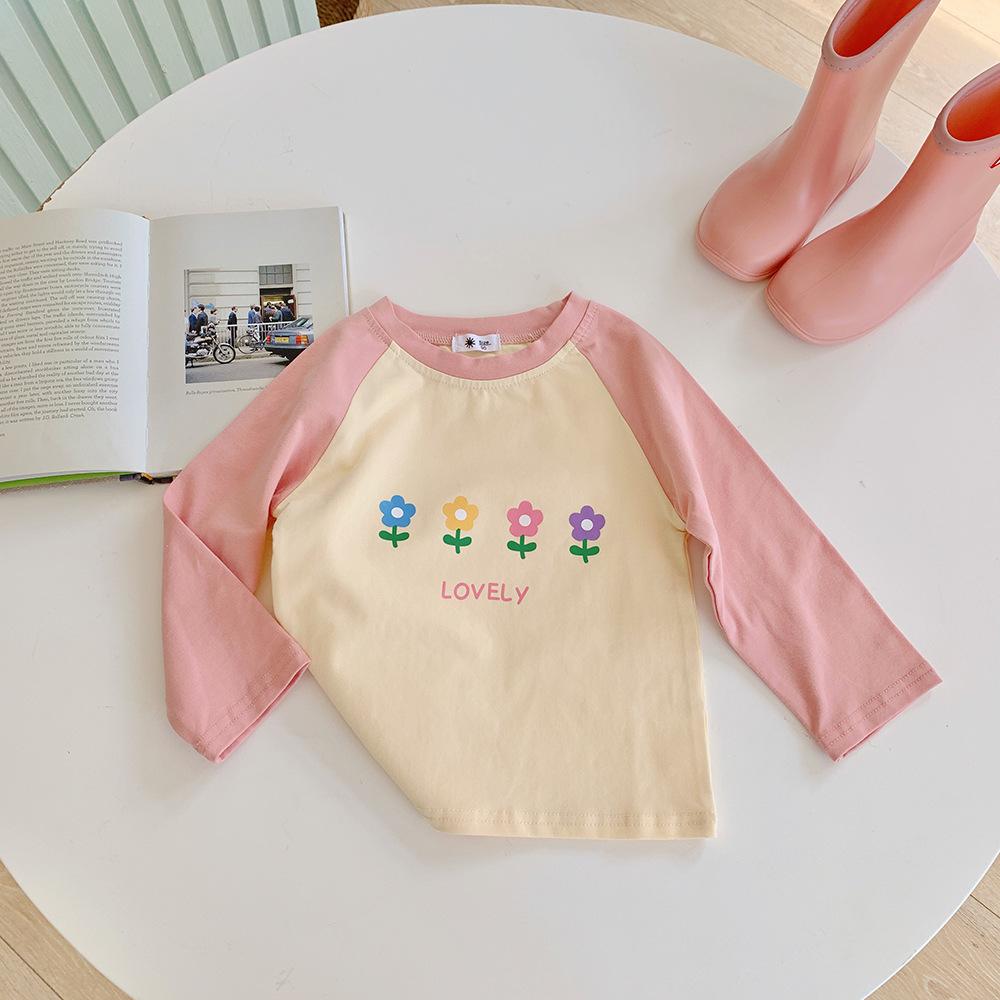 

Детская рубашка с длинными рукавами и принтом четырех маленьких цветов, топы, футболка, детская футболка для детей старше 3 лет
