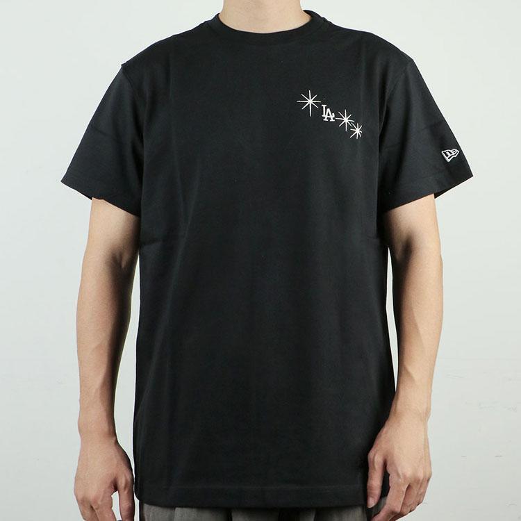 New Era SS21 Starry Embroidered Logo T-Shirt Unisex Tops Black 12836322