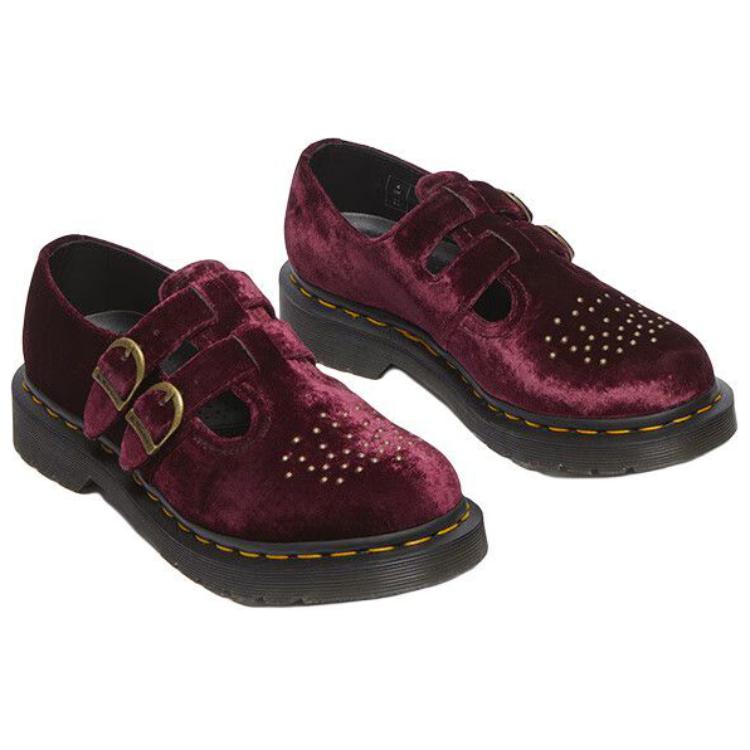 Dr. Martens Vegan Leve Bico Redondo Plataforma Mary Jane Sapatos Sapatos Femininos Vermelho 31956600