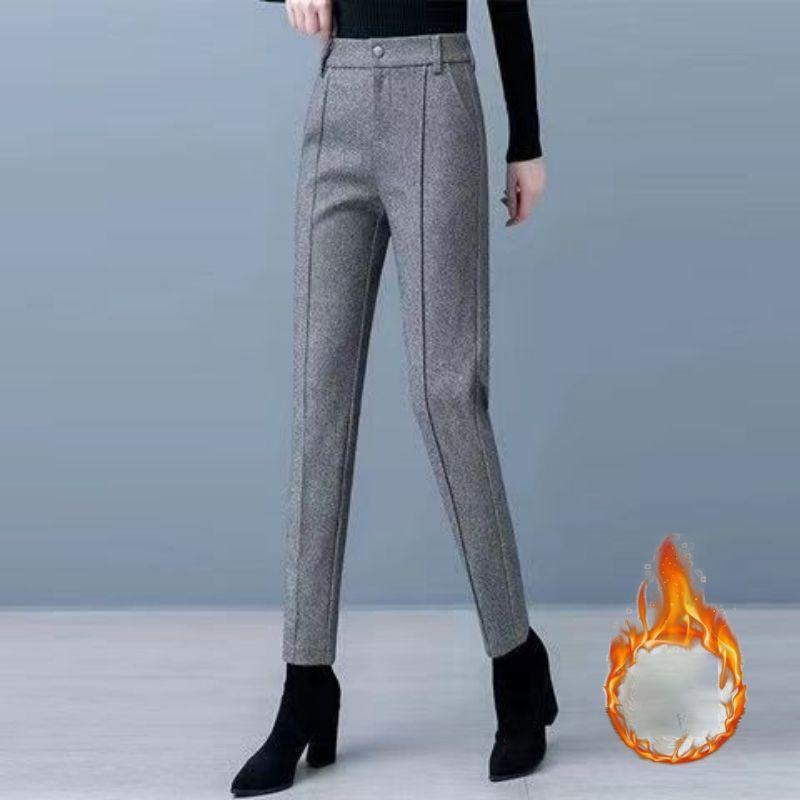 Gyapjúnadrág Női Hárem Ceruzanadrág 2024 Ősz Tél Magas Derék Vastagított Bársony Öltönynadrág Irodai Hölgy Női Nadrág