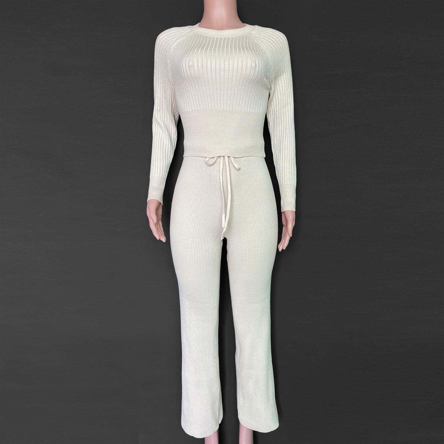 

Женский осенне-зимний комплект из теплых свитеров и брюк с длинным рукавом XL белый