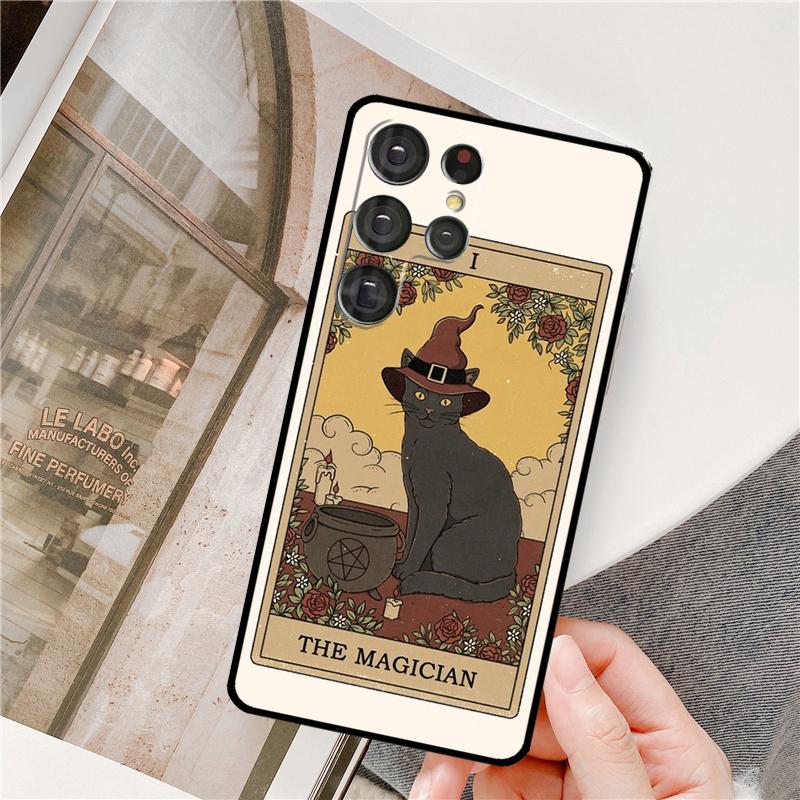 Tarot Card Cute Art Cats Phone Case For Samsung Galaxy S24 Ultra S9 S10 S20 S22 S21 Plus S23 FE S25 Ultra Full Cover