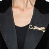 Western Liang Leopard Brooch: Zircon & Freshwater Pearl Pin