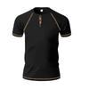 Mens Casual Summer Waffle Raglan Short Sleeve Henley T Shirt