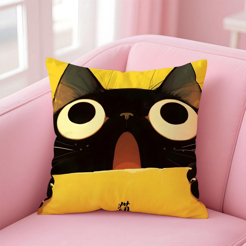 Creative Funny Meme Viral Art Shocked Cat Art Cushion Cover Pillow Case Soft Skin Friendly Fabric Concealed Zipper