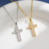 Elegant Titanium Steel Cross Zircon Pendant for Women and Men - Fade-Resistant Jewelry