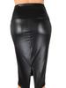 Vintage Matte Color PU Imitation Leather Back Split Skirt Women High-waist Slim Midi Skirts Office Lady Bodycon Skirt Club Party