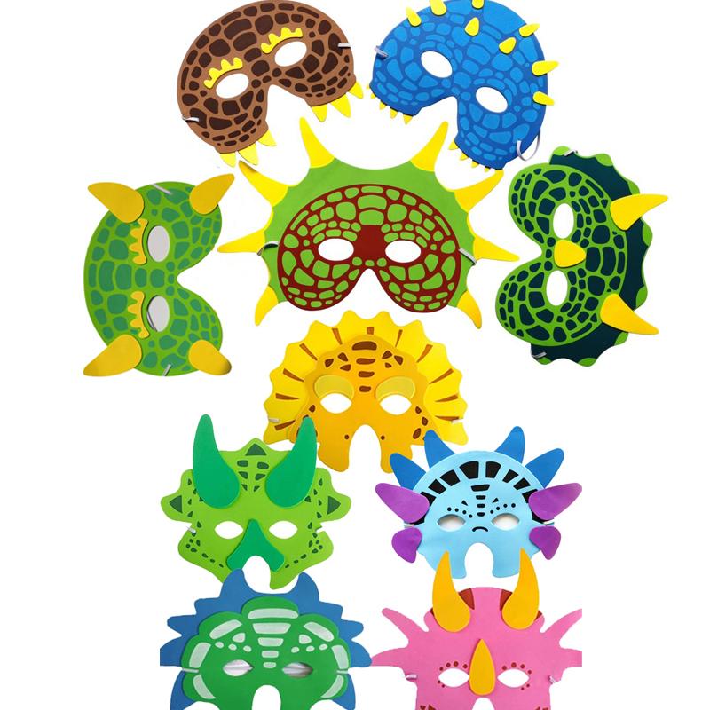 

10Pcs Kids Toys For Young Boys Girls Dino Mask Dinosaur Costume For Role Play Kids Birthday Party Favors Gifts Kinder Spielzeug OneSize