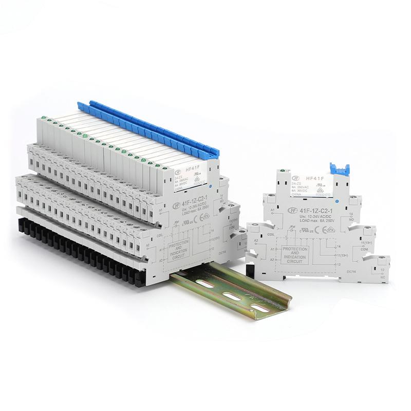 6A 1CO Relay 41F-5-ZS 41F-12-ZS 41F-24-ZS 5V 12V 24V DIN Mount with LED High Frequen Utra-thin Slim/SSR Relay