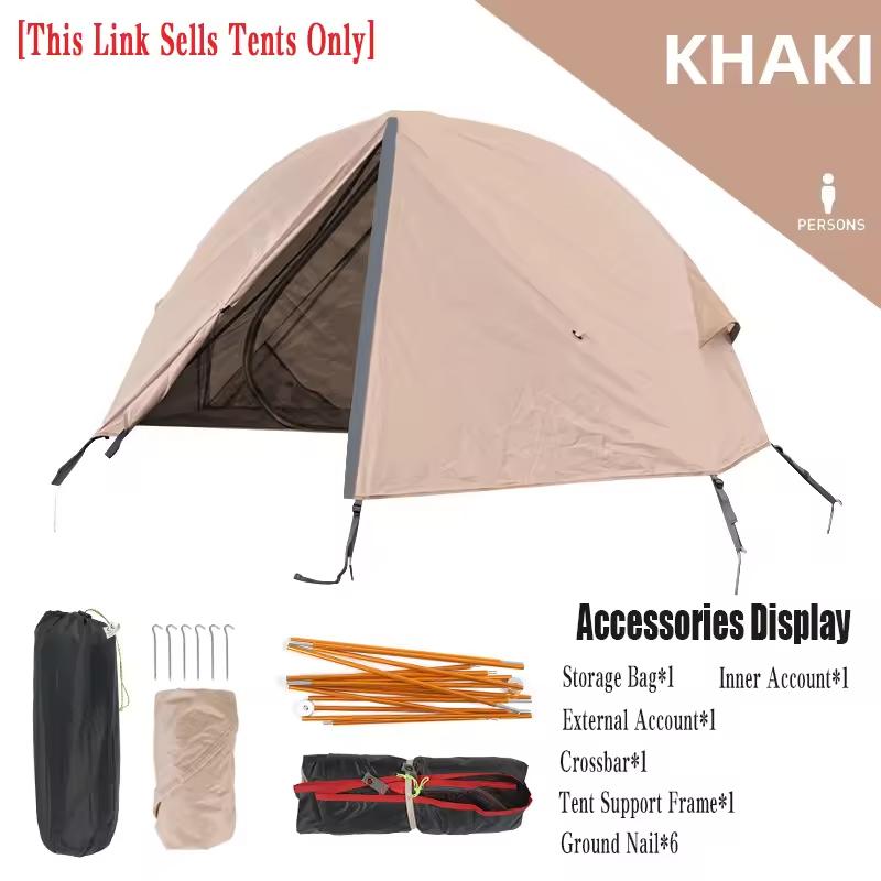 

Outdoor Camping Off-The-Ground Tent Portable Single Tent Aluminum Alloy Folding Mosquito Net Fishing Tent світло-коричневого кольору