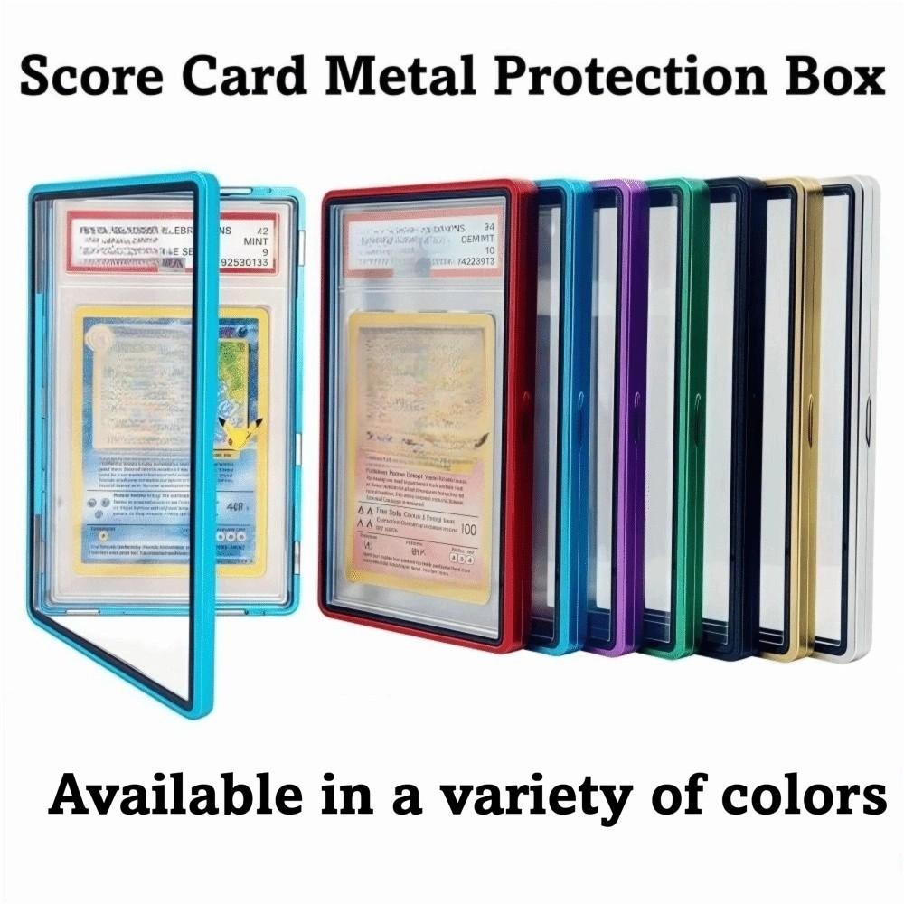 2-in-1 PSA/CGC Graded Card Protective Box with Stand Transparent Metal Magnetic Case UV Protection Double-sided Glass
