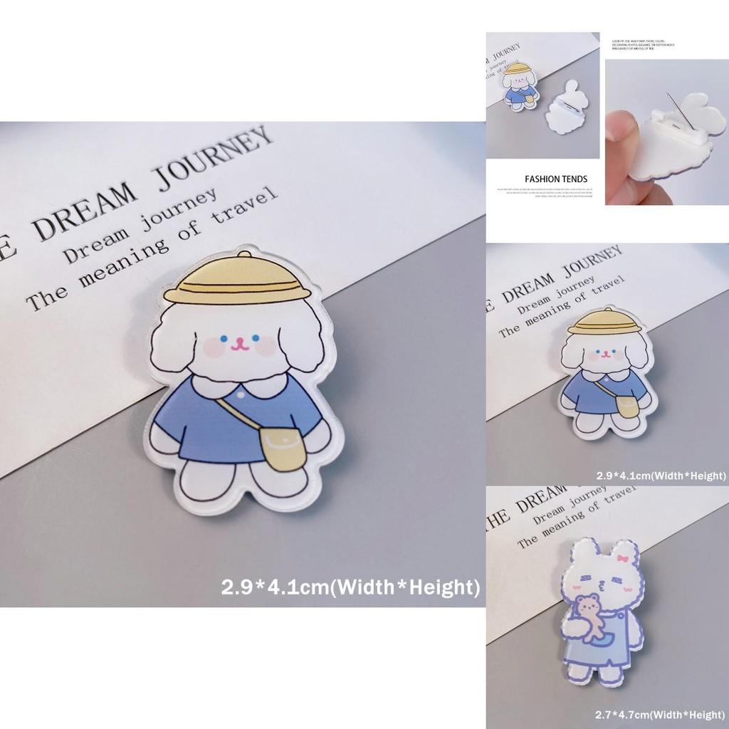 Trendy Kawaii Cartoon Brooches Featuring Dog Rabbit Cow For Stylish Accessories