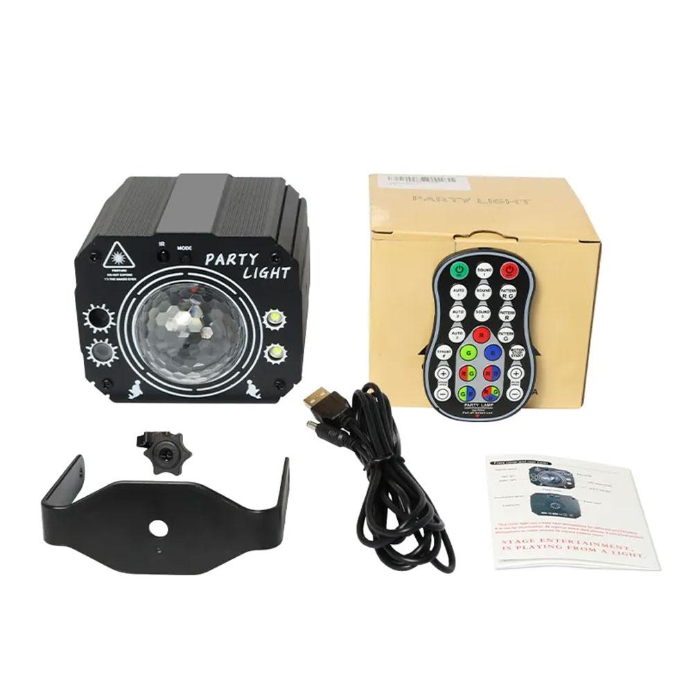 

3 в 1 DJ Magic Ball Light Laser LED Stage Disco Light Strobe Light Автоматическое управление звуком Пульт дистанционного управления Сценическое освещение чёрный