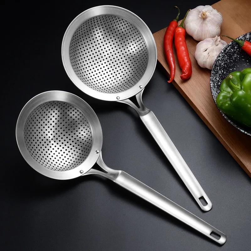 304 Stainless Steel Skimmer Strainer Colander Mesh Deep Fryer Oil Frying Scoop Noodles Dumpling Sieve - Kitchen Tools