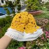 Fashion Woman Lace Knit Hollow Bucket Hats Crochet Thread   Flower Cute Girls' Sweet Romance Sunshade Knitted Breathable Hats