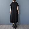 Short Sleeve Plus Size Black Vintage New In Dresses for Women Casual Loose Long Summer Dress