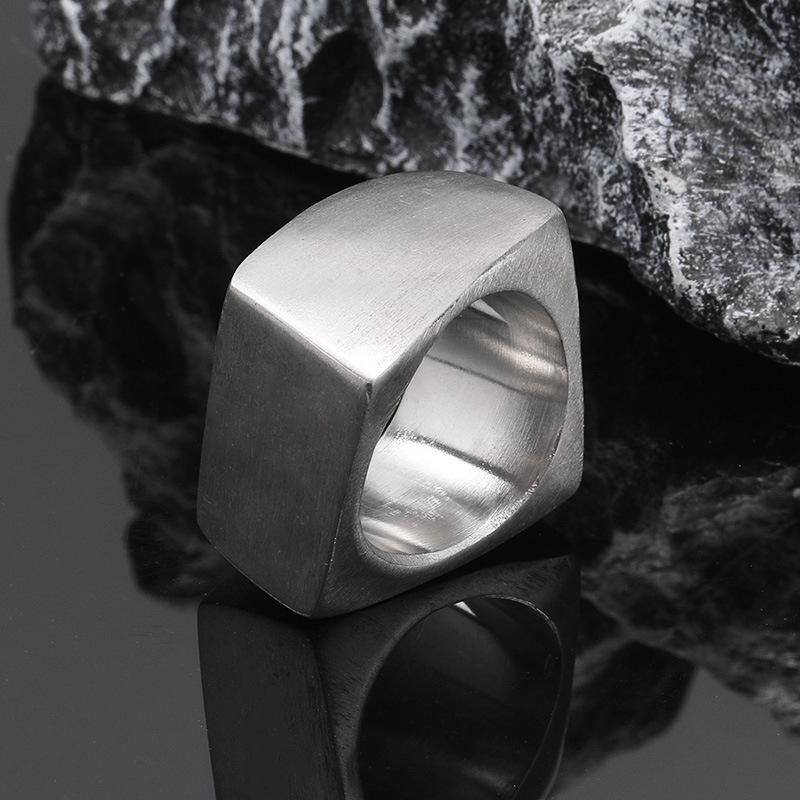 Cuervo, Anillo de Acero de Titanio, Anillo Dominante para Hombre de Negocios, Anillo Geométrico Sólido Simple