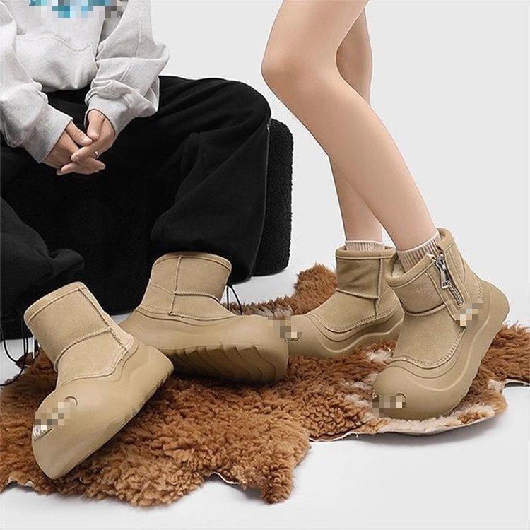 Small thick-soled snow boots, new velvet thickened warm snow cotton shoes, winter big-headed cotton boots