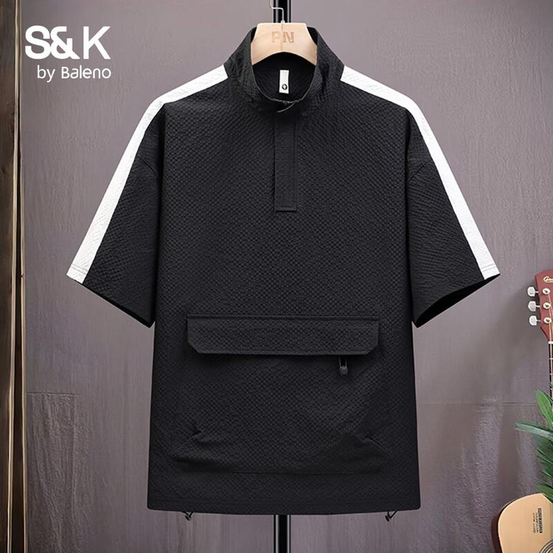 Baleno S&K Men s Color-Block Stand-Up Collar T-Shirt 2XL