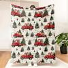 Festive Vintage Red Trucks Christmas Throw Blanket - Classic Trucks & Trees Design, Suitable for Sofa, Bedroom, Christmas Gift