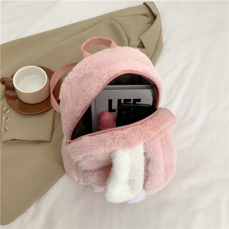 Personalized Plush Backpack For Women In Autumn And Winter, New Cute Rabbit Ears, Plush Women's Backpack, Plush Bag
