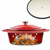 Panela de Ferro Fundido Esmaltado para Cozinha Panelas Antiaderentes Forno Holandês Panela Oval Panelas Quentes com Tampa e Alças