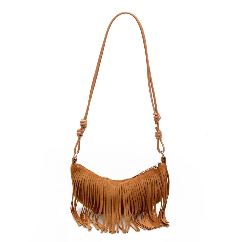 Třásněná taška, Retro a módní, Horká holka Jednoramenná taška, Crossbody Taška s rohem