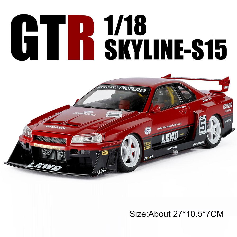 

Large 1:18 GTR Skyline S15 918 Martini Car Model Toy Music Light Shock Absorption Alloy Diecast Models Home Decoration Gift