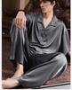 Xuan Liang Men's Sleepwear Summer Thin Ice Silk Short-sleeved Pants High-end Light Luxury Imitation Silk Home Furnishing Set