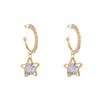 Elegant High-End Five-Pointed Star Silver Earrings with Hollow Diamond Inlay for Women