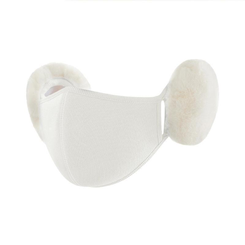 WTEMPO 1PC Winter Warm Plush Cute Earmuffs Simple Solid Color Three-dimensional Shape Your Face Face Masks Breathable Windproof Cold-proof Earmuffs