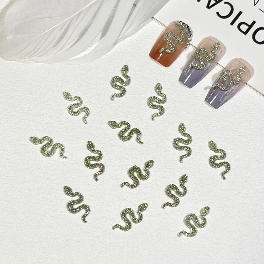 50 Pcs Flatback Nail Art Decoration 3D Snake Nail Stickers DIY Snake Nail Art Accessories  Women