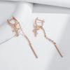 Trendige lange Quaste Kreuz Hängeohrringe für Damen Mode Roségold Farbe Mit Natürlichem Zirkon Feiner Tägliche Schmuckstücke