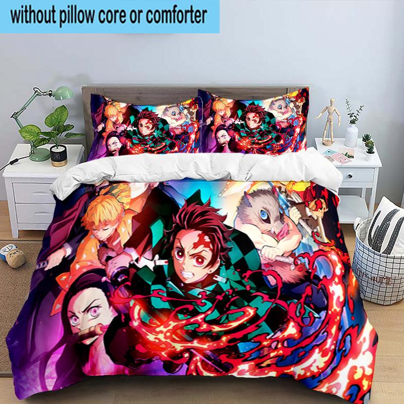 Powerful Demon Anime 3PCS Bedding set,Ideal for1pc Duvet Cover And 2pcs Pillowcases Perfect for Christmas gift,Ideal for Bedroom, Dormitory