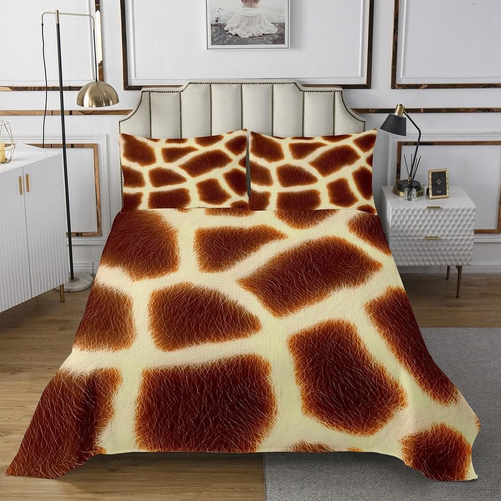 Cowhide Coverlet Set Farm Animal Fur Bedspread Queen/Full for Boy Girl Bedroom 2/3 Pcs Western Rustic Cowboy Farmhouse Quilt Set