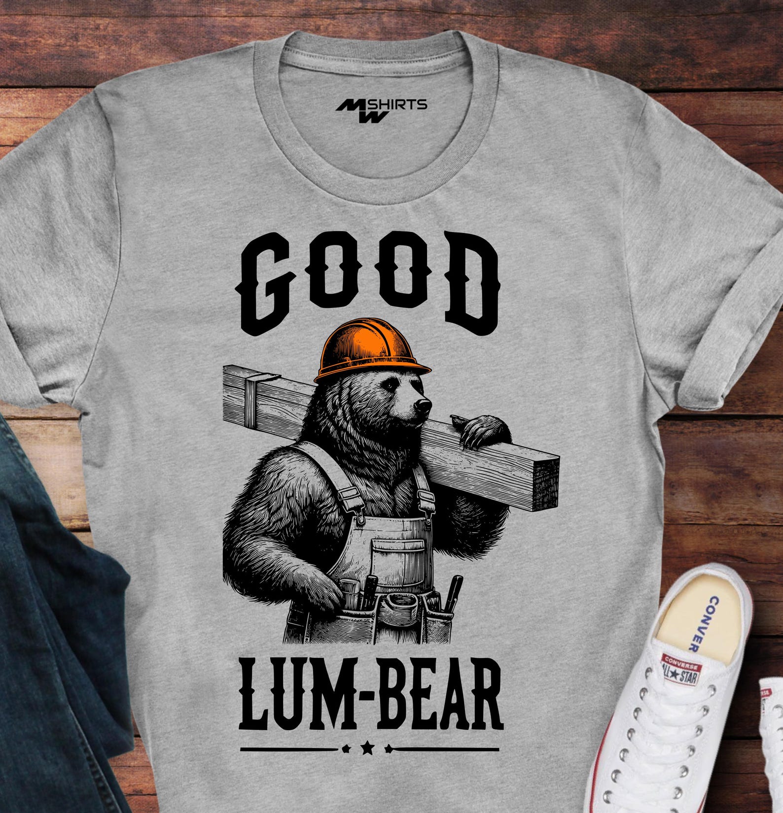 Construction Bear T-Shirt - Good Lum-Bear Funny Design S