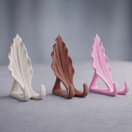 Leaf Shape Desk Ornament Shaped Phone Stand, 3D Printed Mobile Holder with Double Small Stand for Home Hook Support, Creative Hands Free Video Cradle,