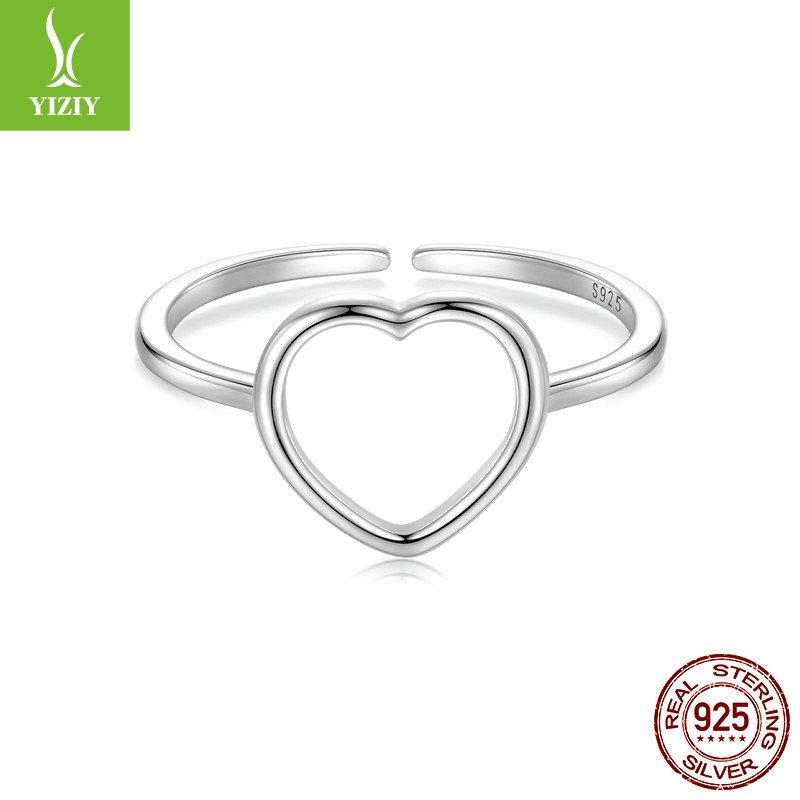 

Couple 18K Gold Plated Love Splicing Open Ring, Starburst Heart S925 Sterling Silver Ring