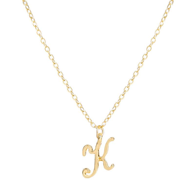 Elegant 26-Letter Uppercase Pendant Necklace: Simple and Fashionable European-American Clavicle Chain with Niche Design