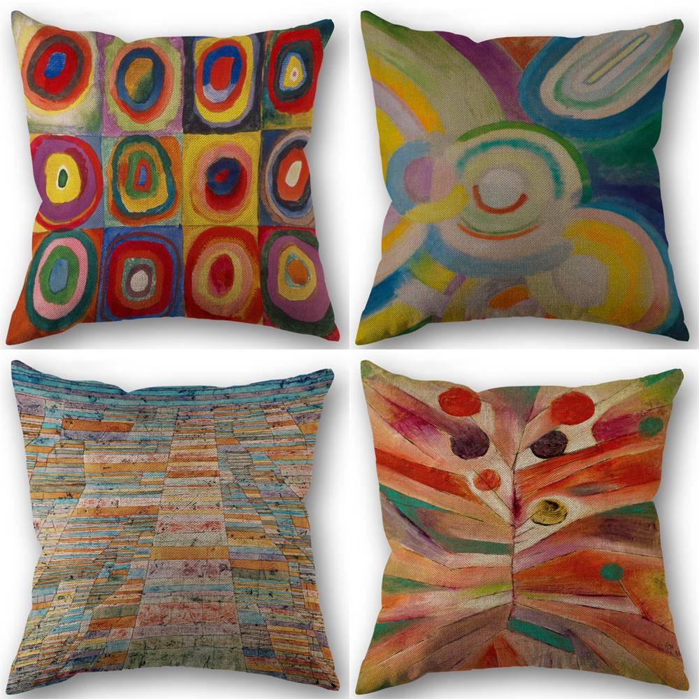 Color CD Pattern Pillowcase Wedding Decorative Linen Pillow Case For Home Pillow Cover 45X45(One Sides)