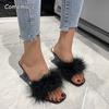 Fashion Comemore Women Slippers Summer Fashion Stiletto Sandals Open Toe High Heel 2025 Fur Heels for Woman Pink Shoes Sapatos Femininos