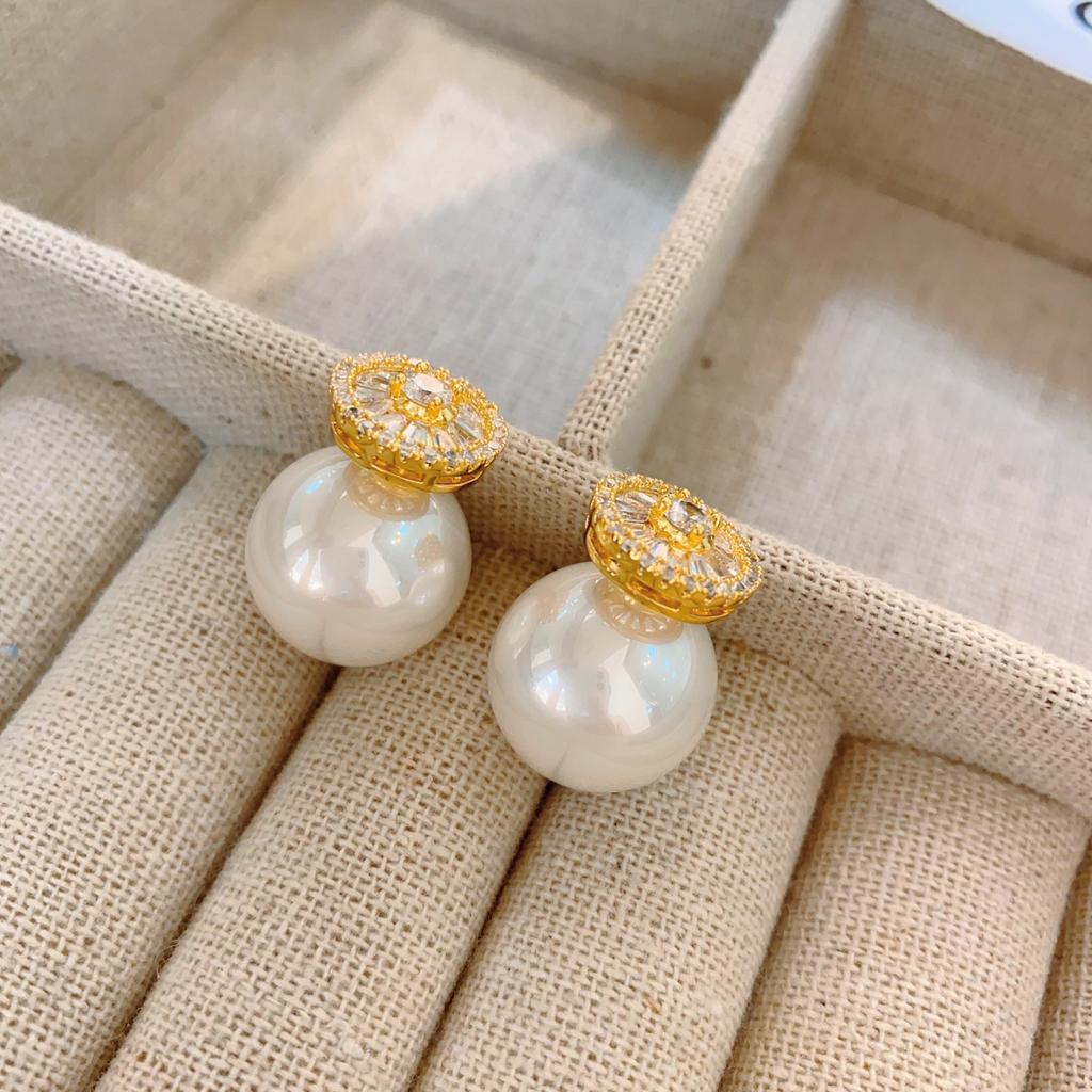Personality Saturn Big Pearl Earrings Fashion Ins High Sense Front and Rear Earrings Personality Temperament Niche Design Women