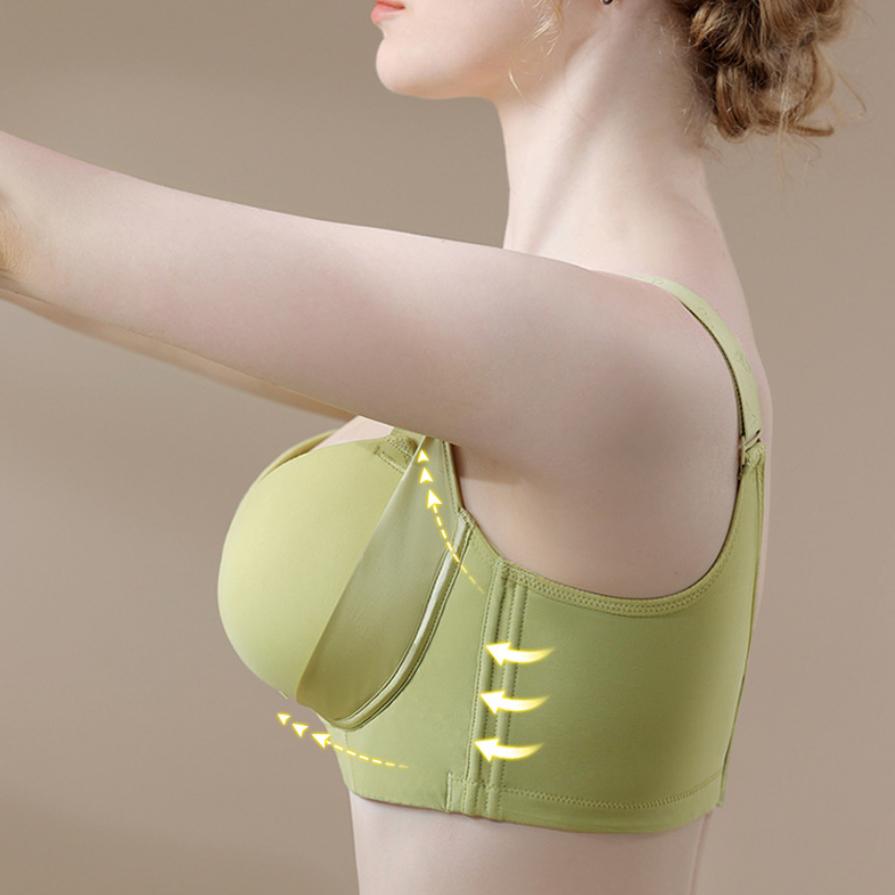 Sexy and Comfortable Large Size Bra with Front-connected Bust Straps and No Underwire Push-up Bra