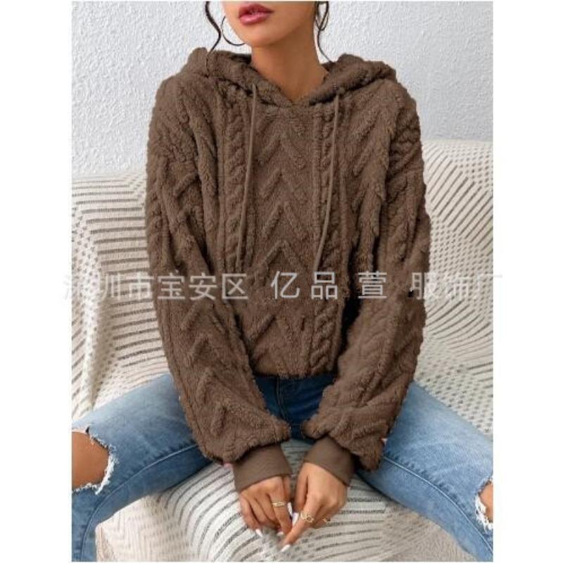 IHUASU Women's Fashion Casual Solid Color Print Long Sleeve Hooded Hoodies & Sweatshirts International design