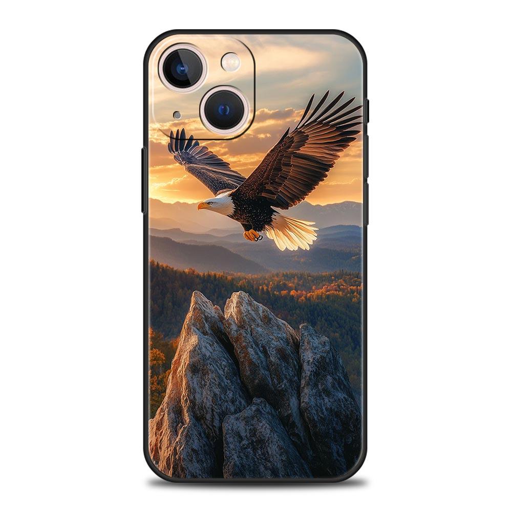 Eagle Phone Case For iPhone 17 16 15 Pro Max 11 12 13 14 7 8 Plus SE 2020 X XR XS Cover Soft Black