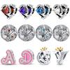 925 Silver 1-12 Month Heart-shaped Ballpoint Series Beads Charms Pendent Fit Necklace Bracelet Women DIY Gifts