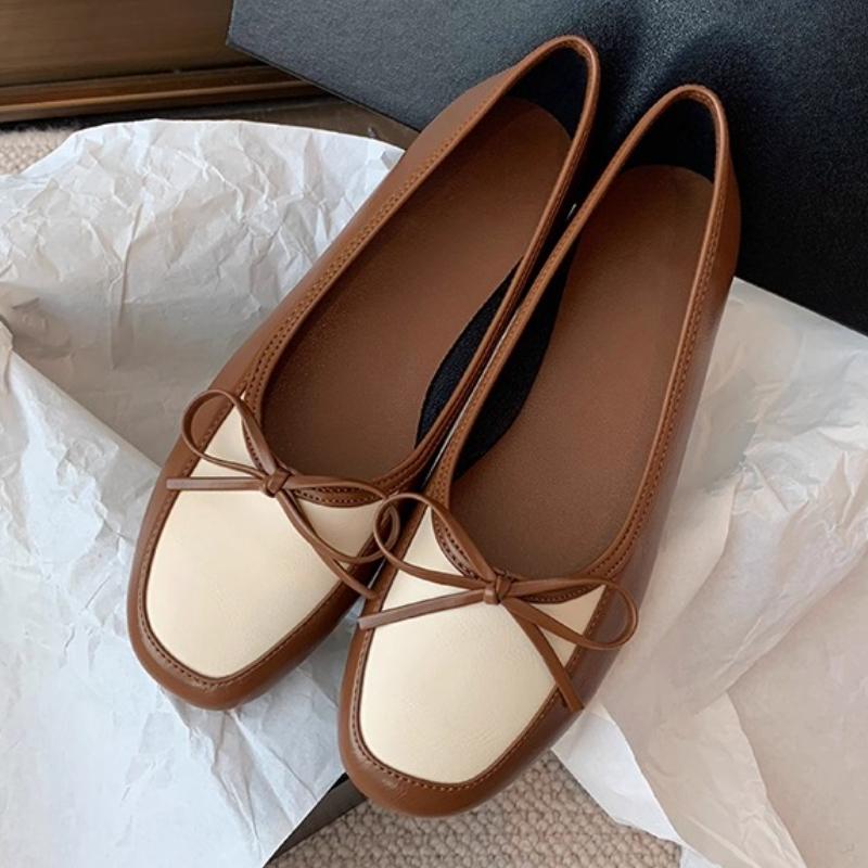 

Модные ретро туфли-лодочки с квадратным носком и бантом, брендовые, на низком каблуке, женские, модные, разноцветные балетки, удобные, неглубокие мокасины, лоферы, zapatos de mujer 42 коричневый