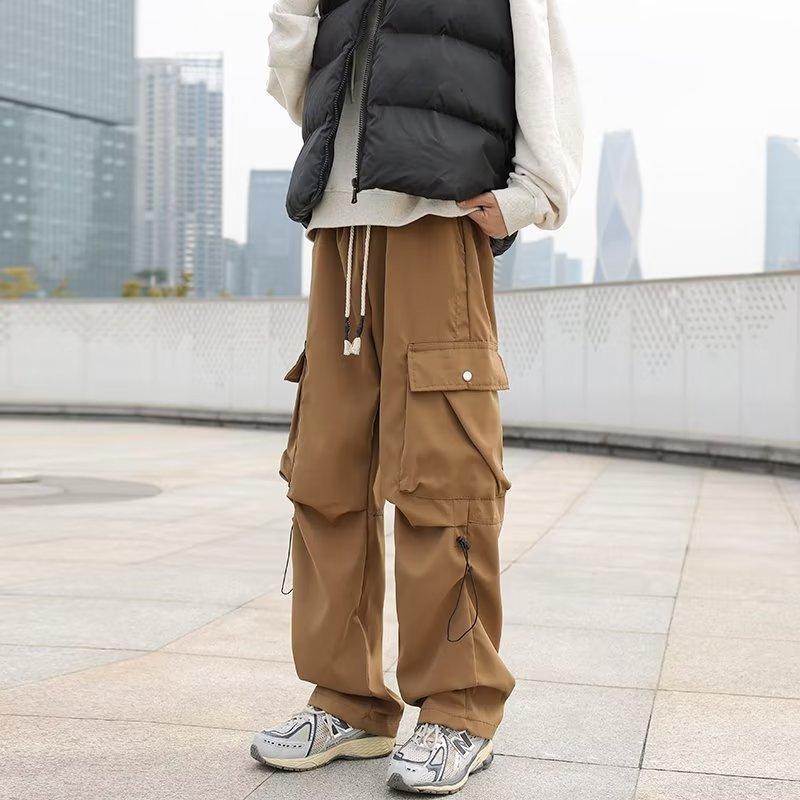 Multi-pocket Overalls Men's Autumn New High Street Ins Trendy Brand Loose Straight Trousers Fashion Ruffian Handsome Casual Trousers